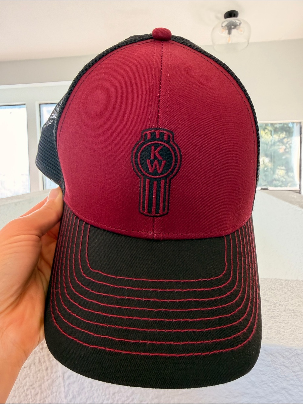 Kenworth Trucking Embroidered Maroon and Black Trucker Hat
